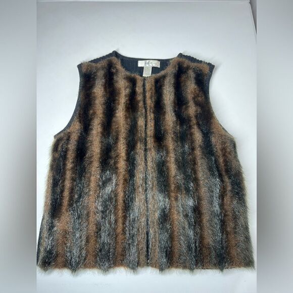 Kikit Faux Fur/ Knit MAURICE SASSON VEST Size XL - Picture 6 of 13